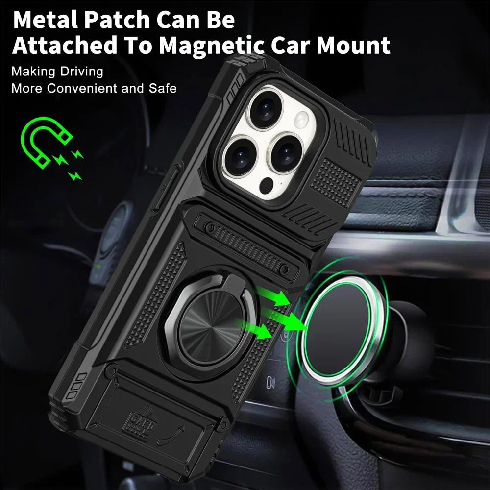 Military-Grade iPhone Case | MagSafe Ring Stand, Wallet & Drop Protection For Iphone 11 to 16 Pro max