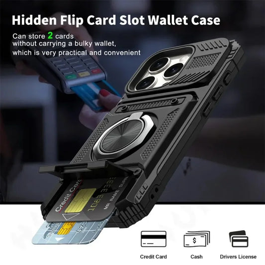 Military-Grade iPhone Case | MagSafe Ring Stand, Wallet & Drop Protection For Iphone 11 to 16 Pro max