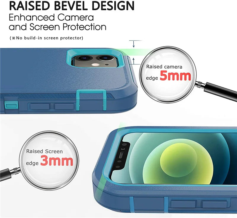 Defender Shockproof Case – Rugged Protection for iPhone 7 to 16 Series