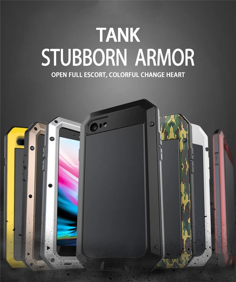 Heavy Duty Protection Armor Metal Aluminum Case for iPhone 16 15 14 13 12 mini 11 Pro 7 8 Plus XS Max XR SE 16e Shockproof Cover - PhoneDripz
