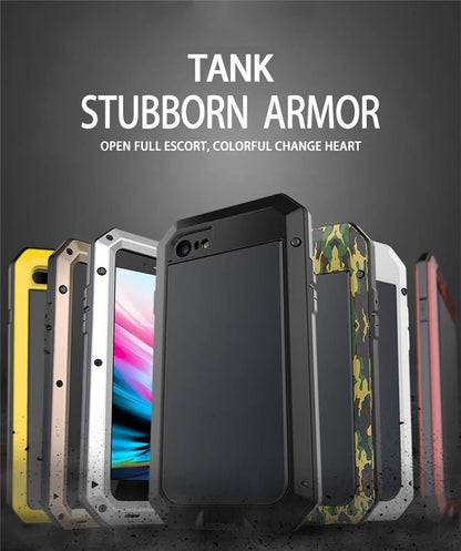 Heavy Duty Protection Armor Metal Aluminum Case for iPhone 16 15 14 13 12 mini 11 Pro 7 8 Plus XS Max XR SE 16e Shockproof Cover - PhoneDripz