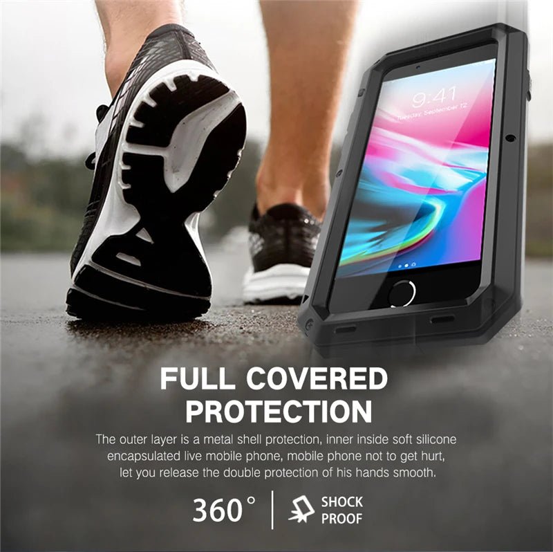 Heavy Duty Protection Armor Metal Aluminum Case for iPhone 16 15 14 13 12 mini 11 Pro 7 8 Plus XS Max XR SE 16e Shockproof Cover - PhoneDripz