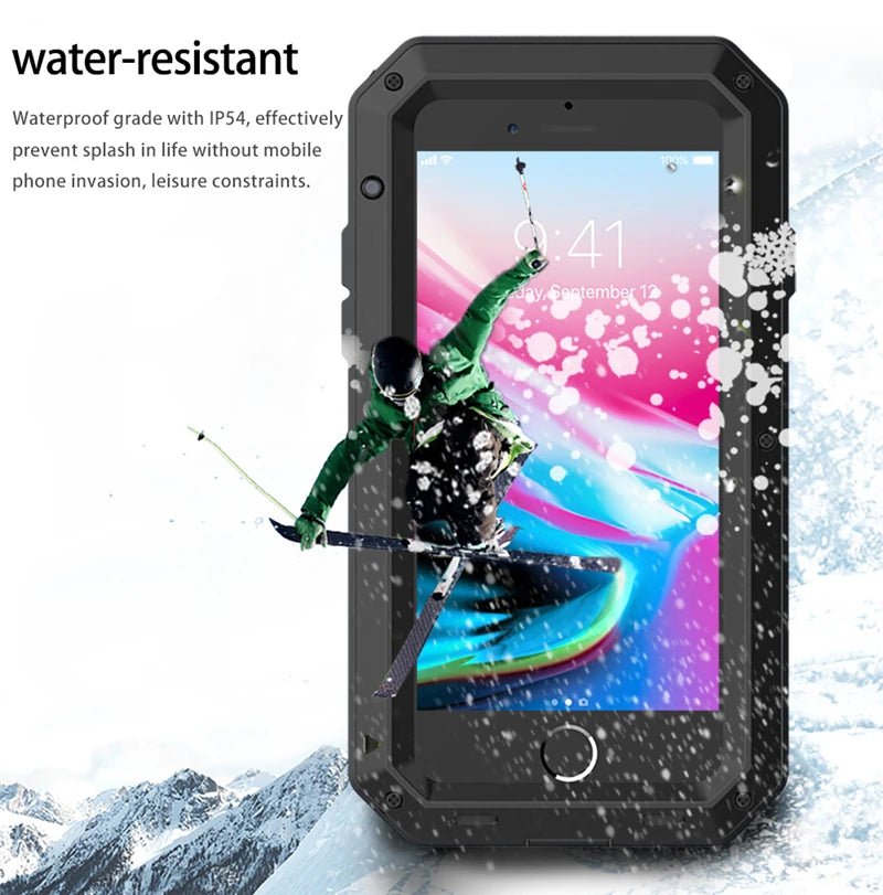 Heavy Duty Protection Armor Metal Aluminum Case for iPhone 16 15 14 13 12 mini 11 Pro 7 8 Plus XS Max XR SE 16e Shockproof Cover - PhoneDripz