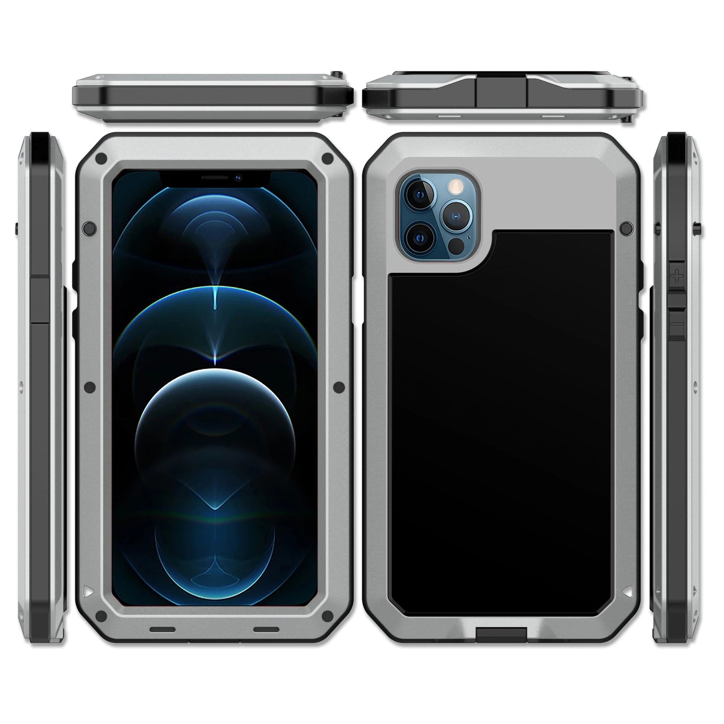 Heavy Duty Protection Armor Metal Aluminum Case for iPhone 16 15 14 13 12 mini 11 Pro 7 8 Plus XS Max XR SE 16e Shockproof Cover - PhoneDripz
