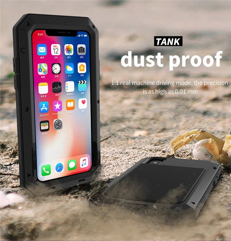 Heavy Duty Protection Armor Metal Aluminum Case for iPhone 16 15 14 13 12 mini 11 Pro 7 8 Plus XS Max XR SE 16e Shockproof Cover - PhoneDripz