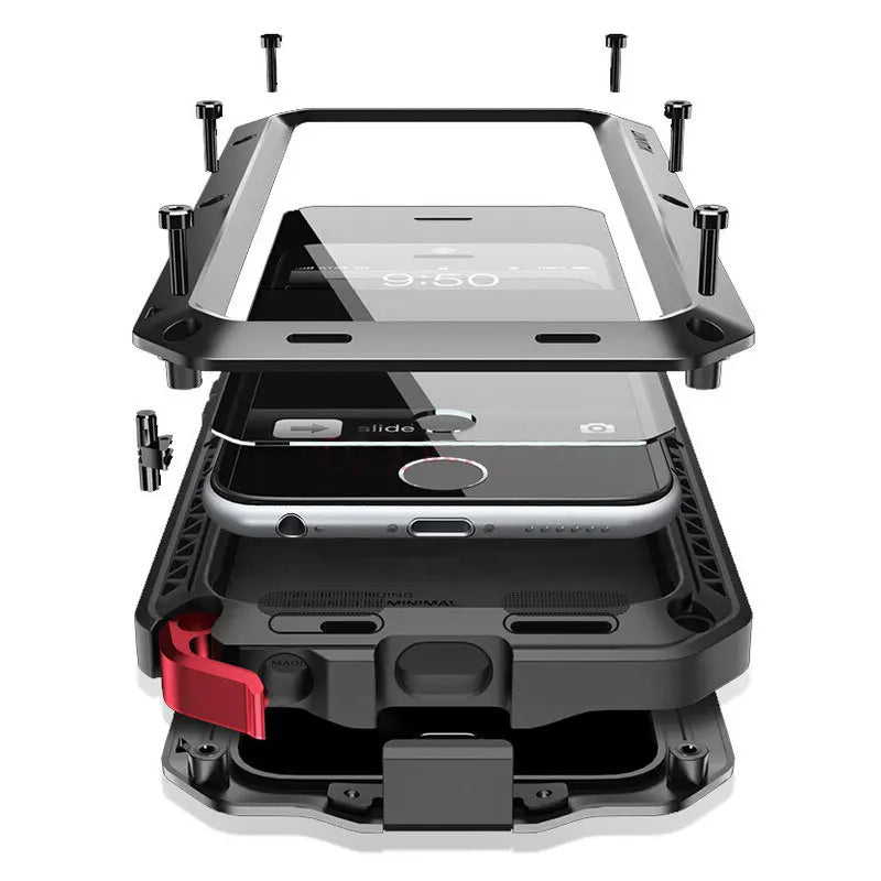 Heavy Duty Protection Armor Metal Aluminum Case for iPhone 16 15 14 13 12 mini 11 Pro 7 8 Plus XS Max XR SE 16e Shockproof Cover - PhoneDripz