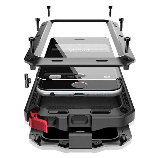 Heavy Duty Protection Armor Metal Aluminum Case for iPhone 16 15 14 13 12 mini 11 Pro 7 8 Plus XS Max XR SE 16e Shockproof Cover - PhoneDripz