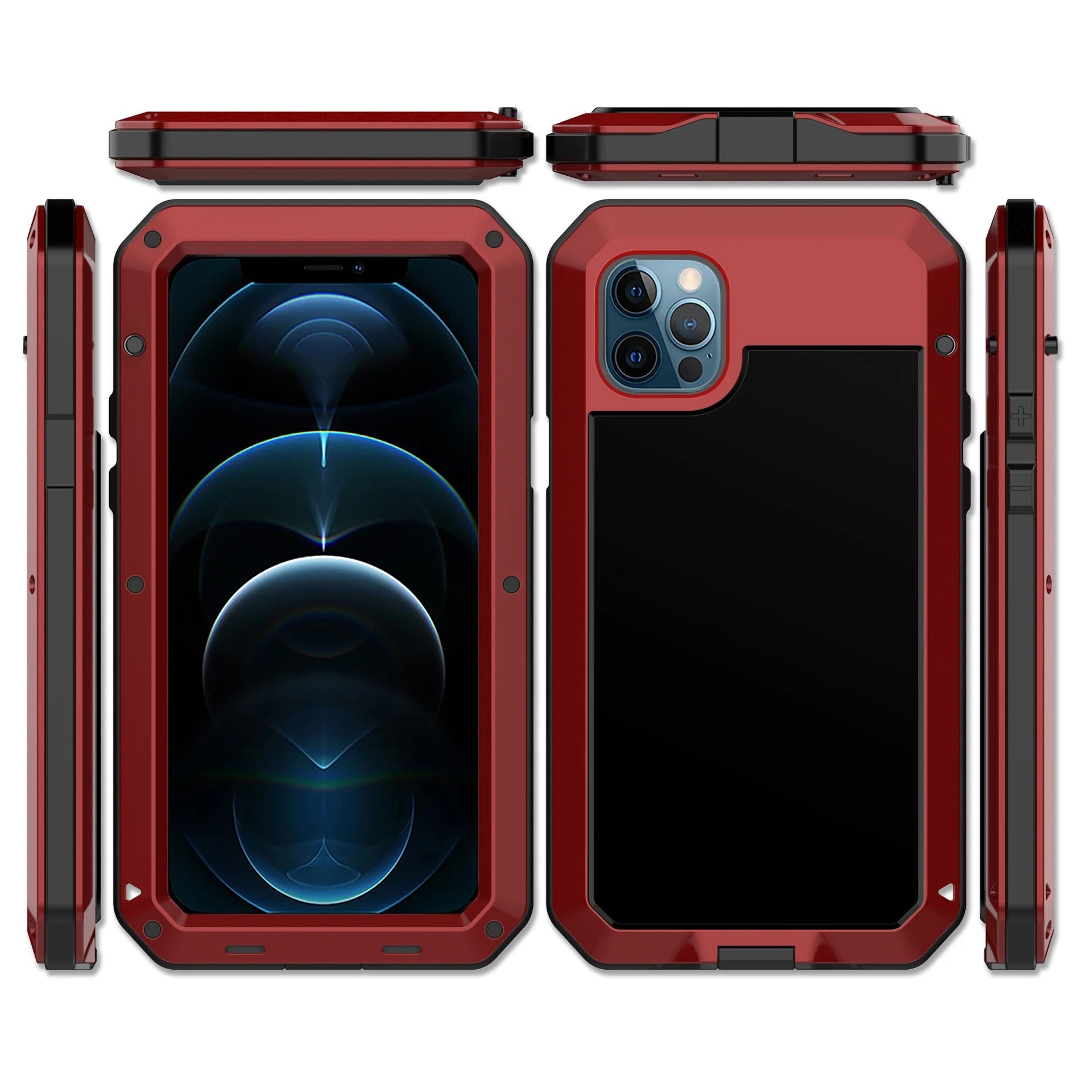Heavy Duty Protection Armor Metal Aluminum Case for iPhone 16 15 14 13 12 mini 11 Pro 7 8 Plus XS Max XR SE 16e Shockproof Cover - PhoneDripz