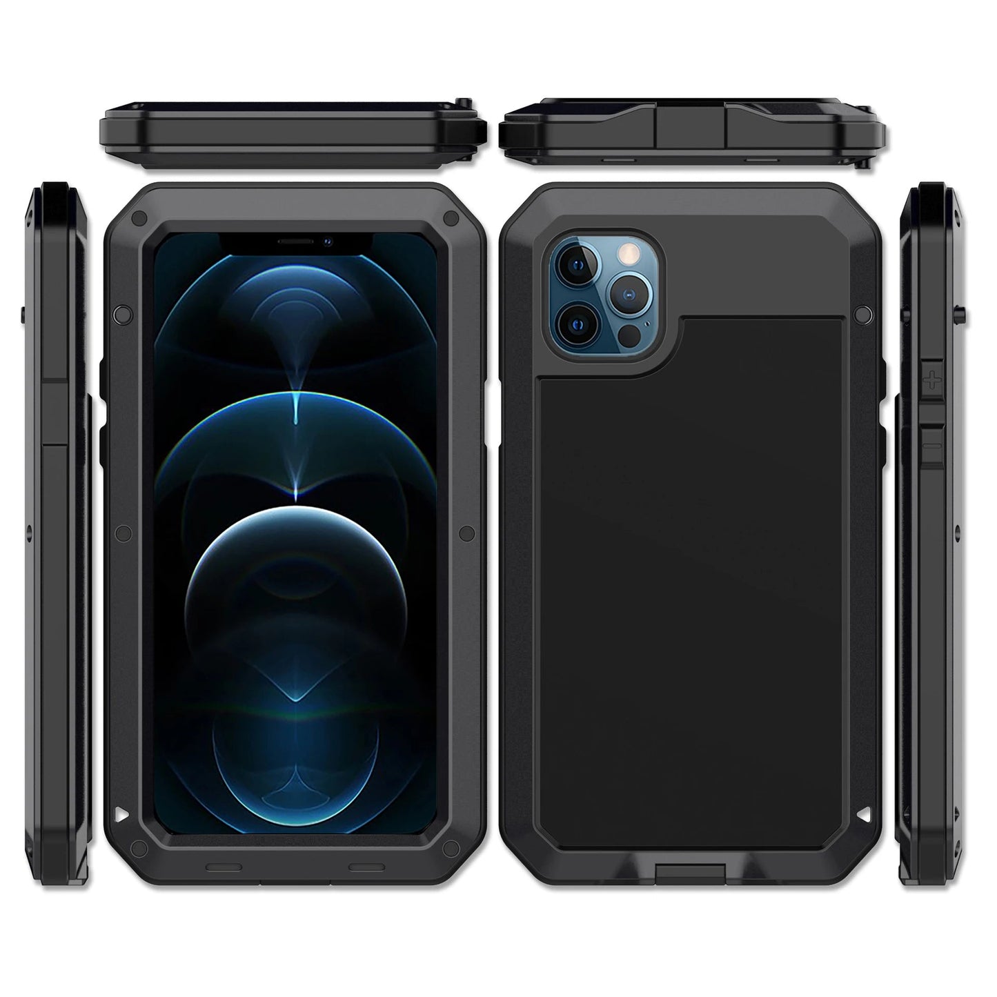 Heavy Duty Protection Armor Metal Aluminum Case for iPhone 16 15 14 13 12 mini 11 Pro 7 8 Plus XS Max XR SE 16e Shockproof Cover - PhoneDripz