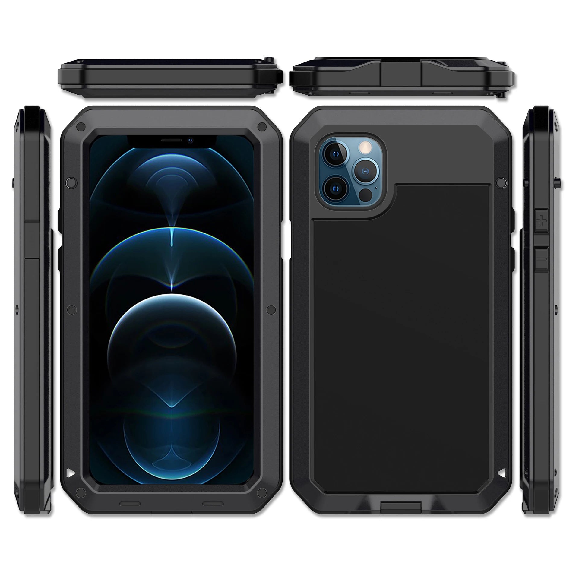 Heavy Duty Protection Armor Metal Aluminum Case for iPhone 16 15 14 13 12 mini 11 Pro 7 8 Plus XS Max XR SE 16e Shockproof Cover - PhoneDripz