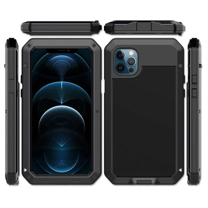 Heavy Duty Protection Armor Metal Aluminum Case for iPhone 16 15 14 13 12 mini 11 Pro 7 8 Plus XS Max XR SE 16e Shockproof Cover - PhoneDripz