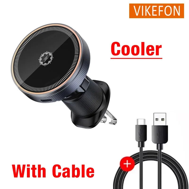 ice Cooling Magnetic Wireless Car Charger Stand for iPhone 16 15 14 13 12 Pro Max MacSafe Car Phone Holder Fast Charging Station - PhoneDripz